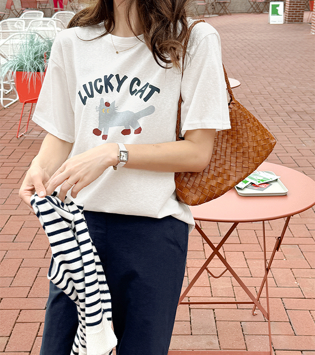 ラッキーキャット半袖ティー