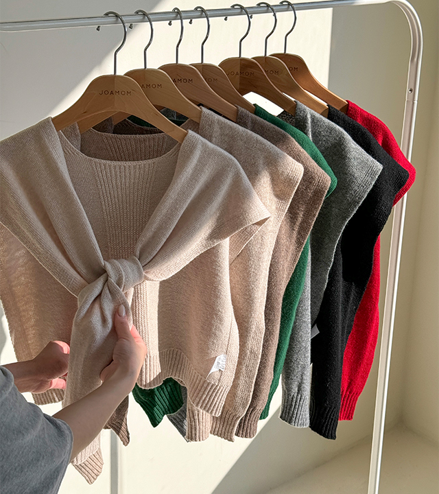 レイヤードウールニットショール