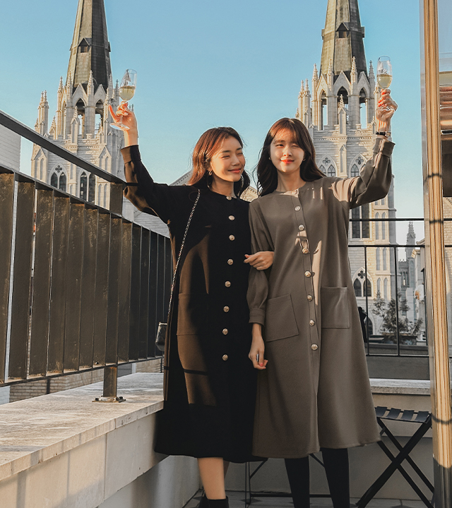 シャンパン起毛Aラインワンピース