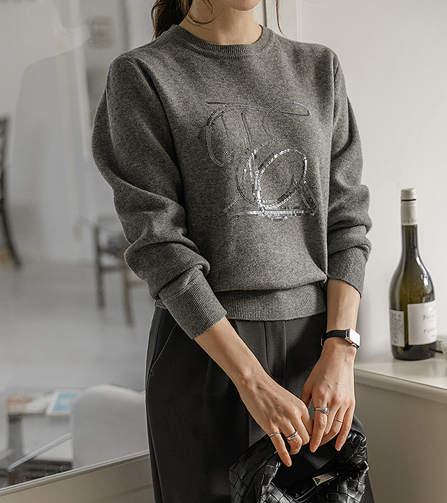 ロゼットシークイーンビーズニット 