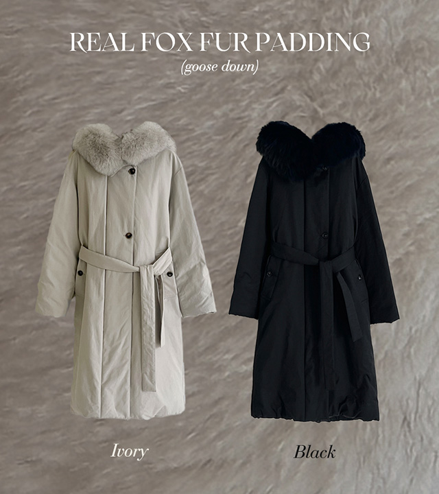 リアルフォックスパーベルテッドダックダウンパディング