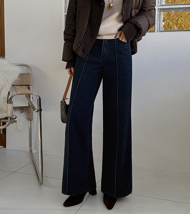 シェニール切開ワイド起毛デニム