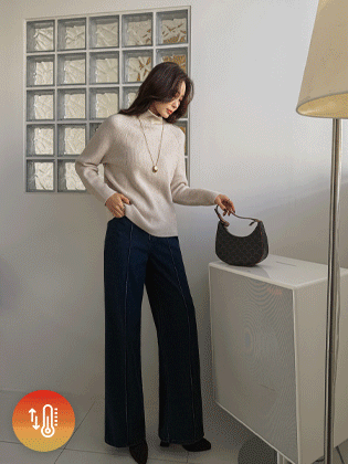 シェニール切開ワイド起毛デニム