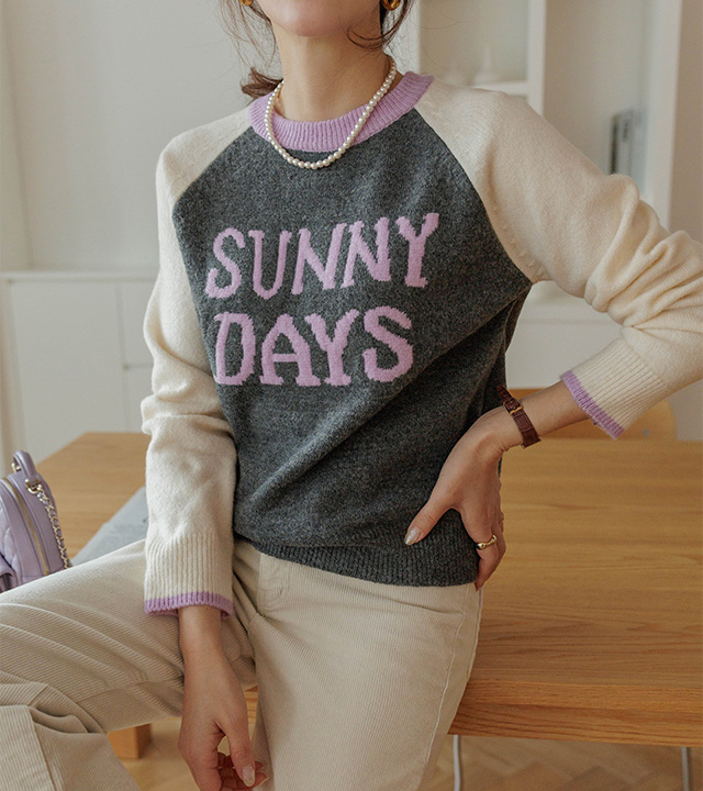 サニー配色ウールニット