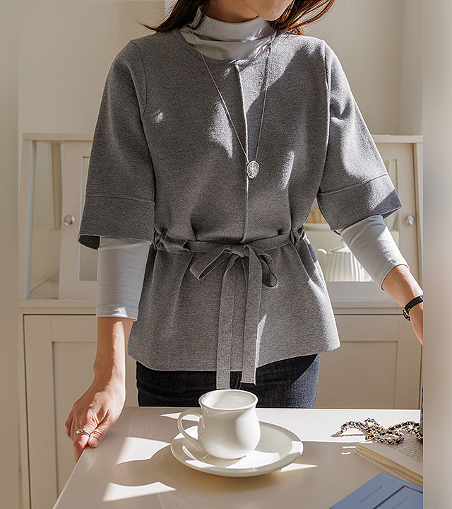 レナレイヤードストラップニット