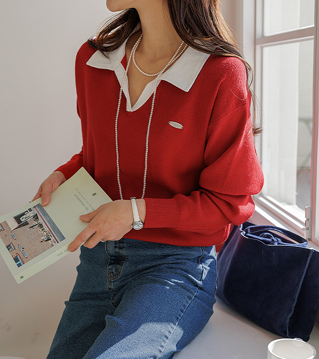 レイブシャツレイヤードニット 