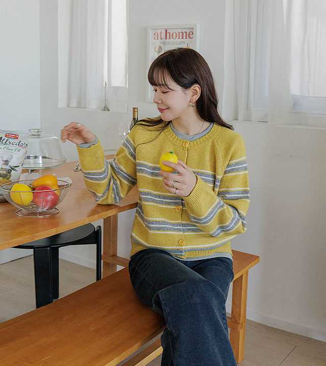 クローバーストライプウールカーディガン