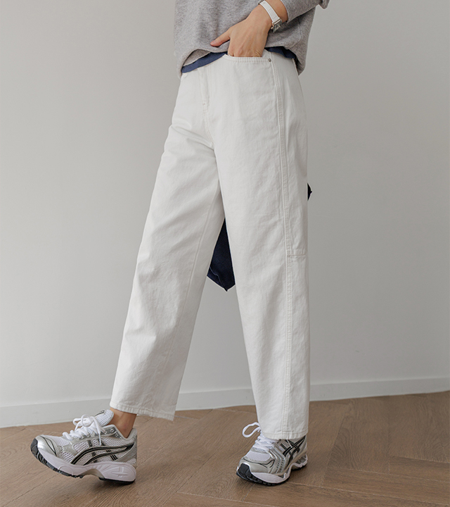 曲線切開排気フィット綿パンツ