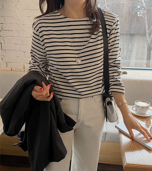 ミンクワイアストライプ長袖ティー