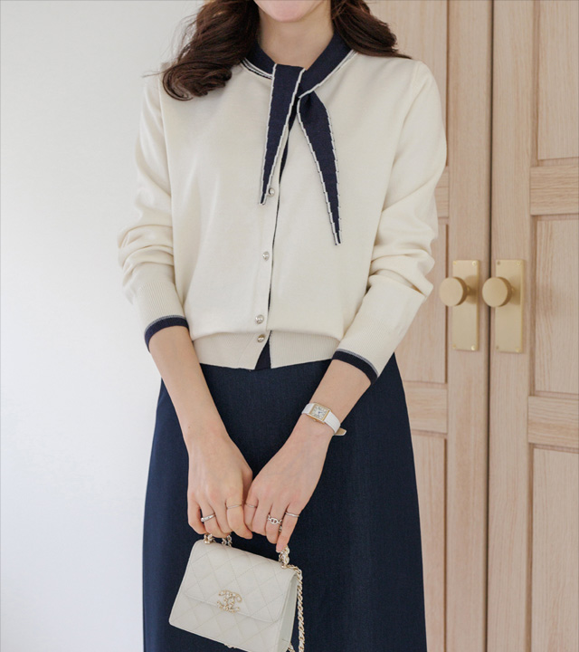 ラエルスカーフレイヤードカーディガン