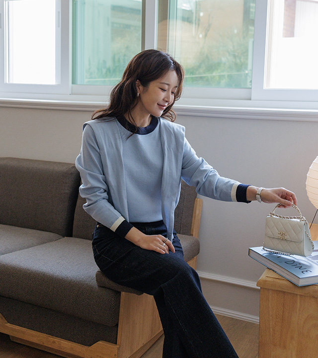 フェーダー配色ニット(ショールセット)