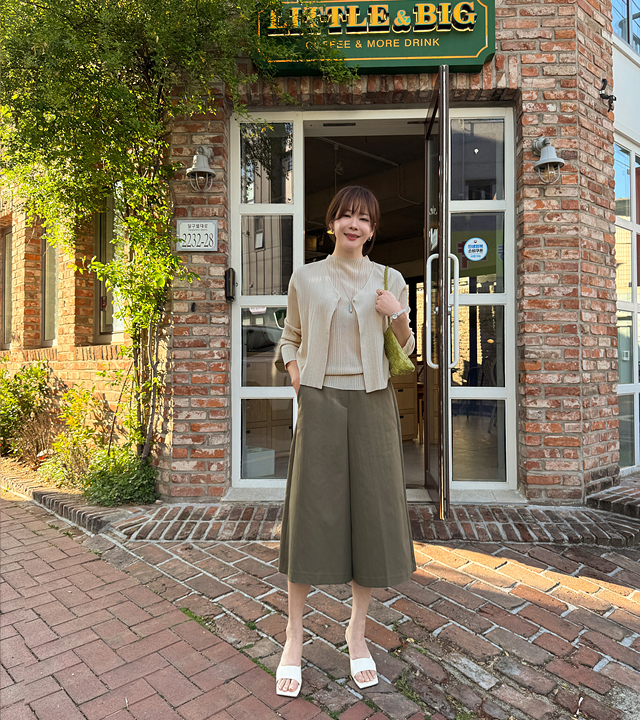 プリーツワンボタンリネンカーディガン