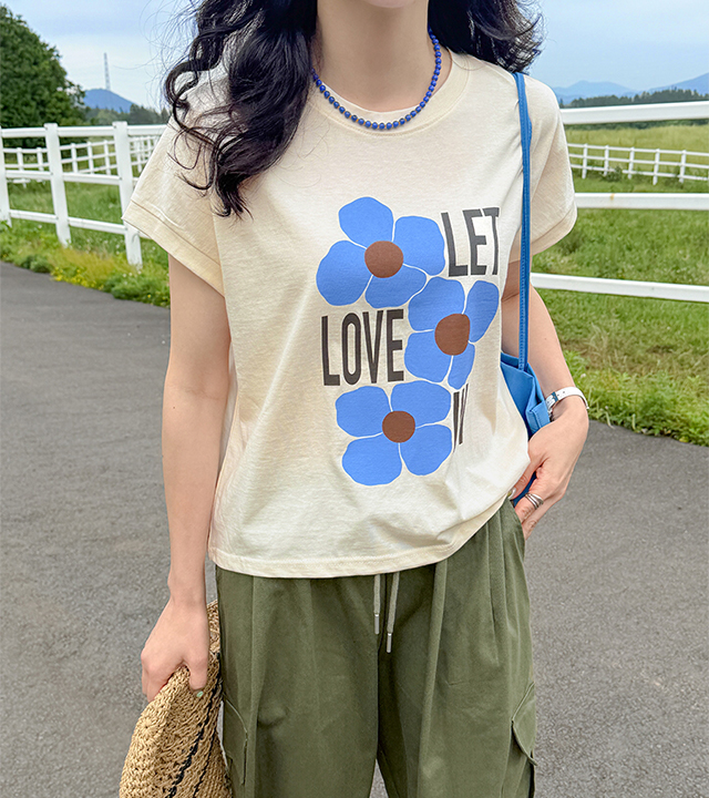 マーガレットプリントシルケットティー
