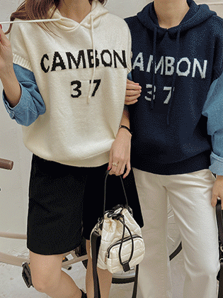 点滅デニム配色フードニット