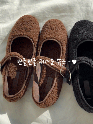 フリースメリージェーンフラットシューズ