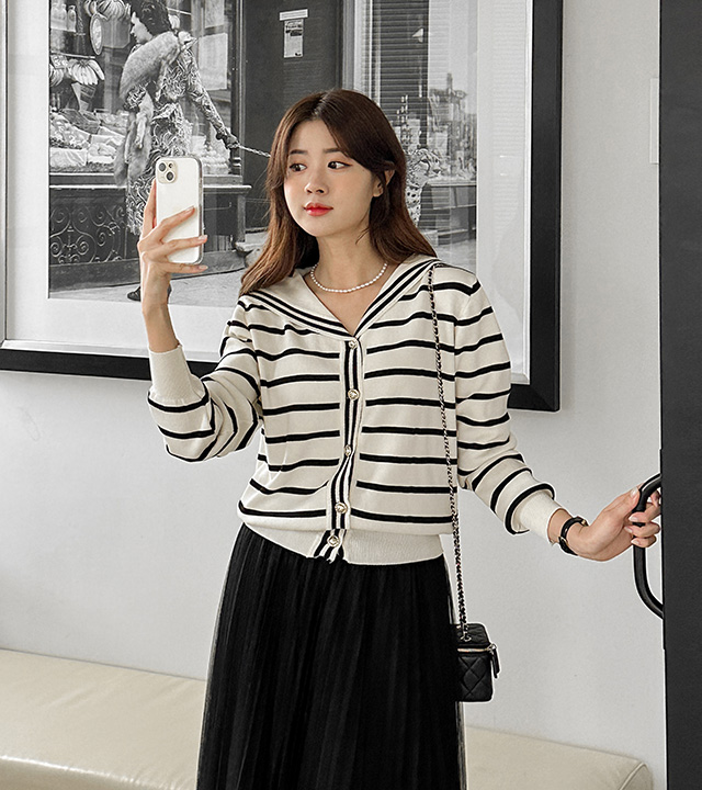 セラ配色ニットカーディガン