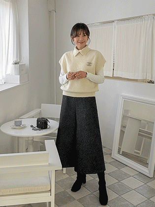 ハイネックカラーニットベスト 