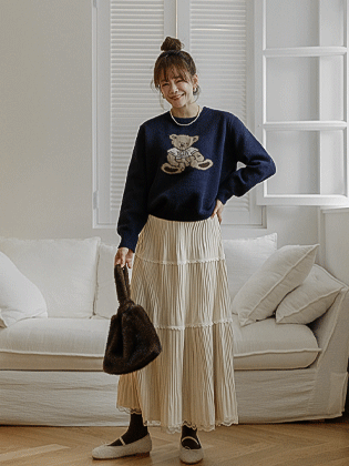 ベルベットレースプリーツスカート