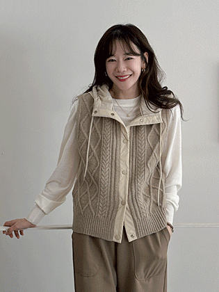 フィッシャーフードニットベスト