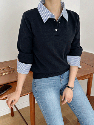 エブリシャツレイヤードニット