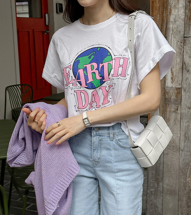 Earthday ロールアップ半袖