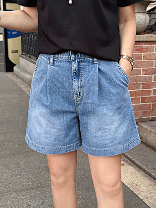 ワン四部デニムパンツ