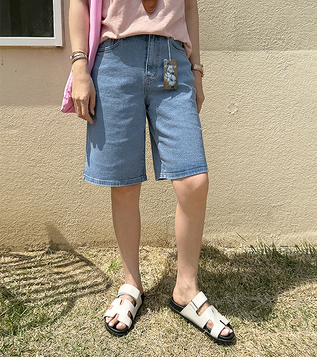 カバーフィット5部デニムパンツ