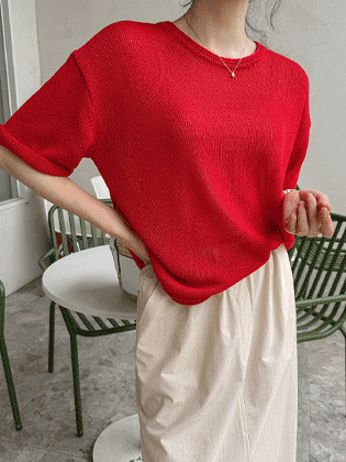 マリモンリネン5部ニット