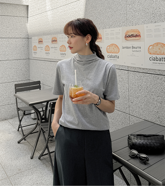 ファインハーフネック半袖ティー