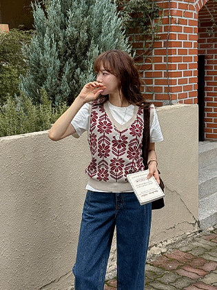 フラワーガーデンニットベスト