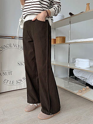 折りたたみスナップワイド綿パンツ