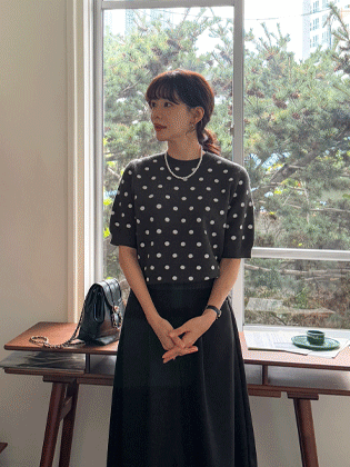 プレイドット半袖ニット