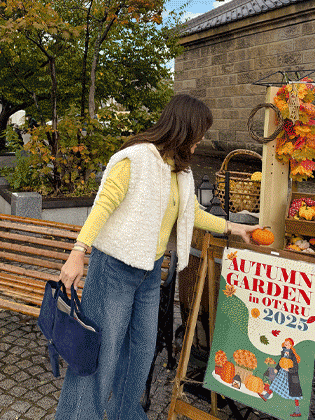 ファジーニットフードフリースベスト