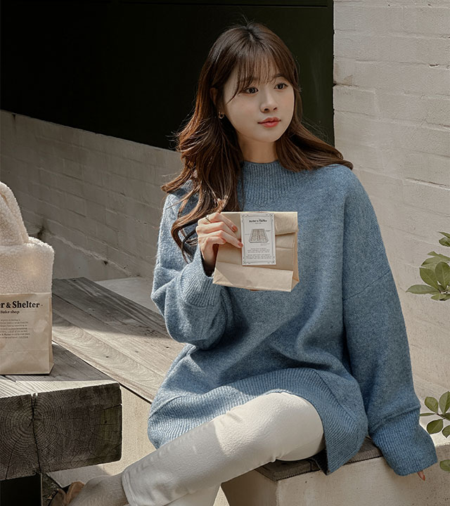 マカロンボカシロングニット