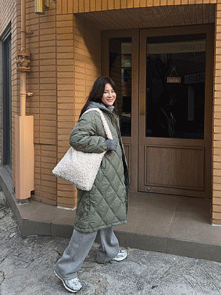 キルティングフードロングパッド入りジャンパー