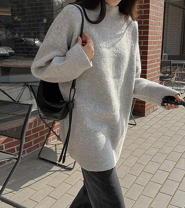 マカロンボカシロングニット