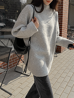 マカロンボカシロングニット