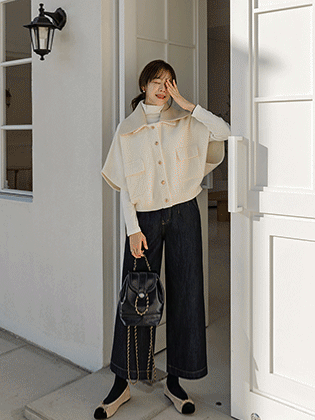 ノンフェード起毛ワイドデニムパンツ