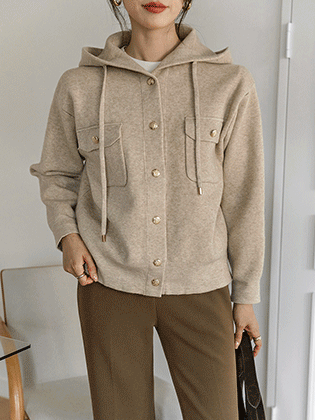 メリンゴールドボタンフードカーディガン