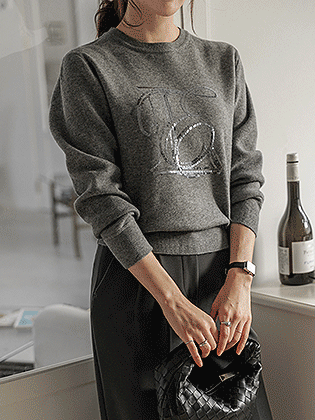 ロゼットシークイーンビーズニット 