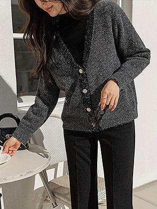 ミキシングスパンコールウールカーディガン