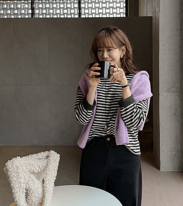 ファンシーフリースストライプティー