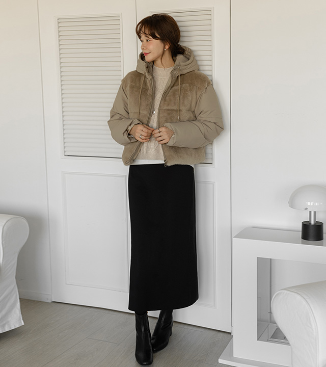 ピンエコパー配色パディングジャンパー