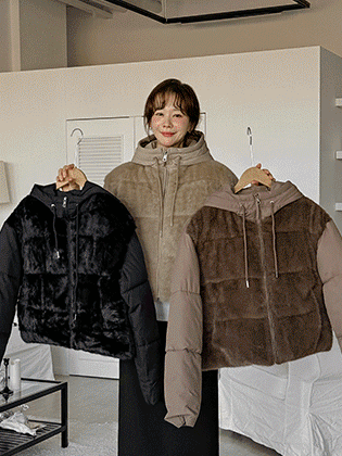 ピンエコパー配色パディングジャンパー