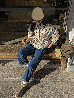 フラワーフリースハーフオープンジャンパー