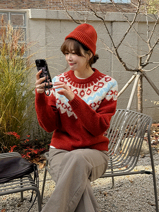 ブランケットノルディックウールニット