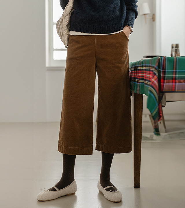 ベルベットリブレックスパート8ワイドパンツ