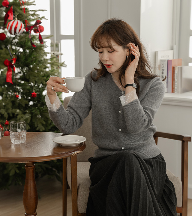 ツインクルレイヤードアンゴラカーディガン