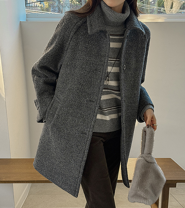 ルノーウールブクルハーフコート