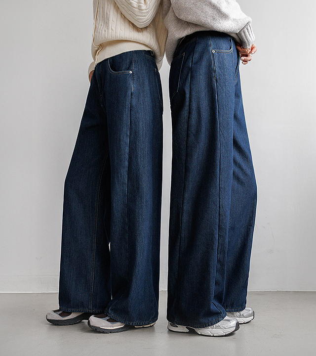 ウォーマーカーブ切開フリース起毛デニム